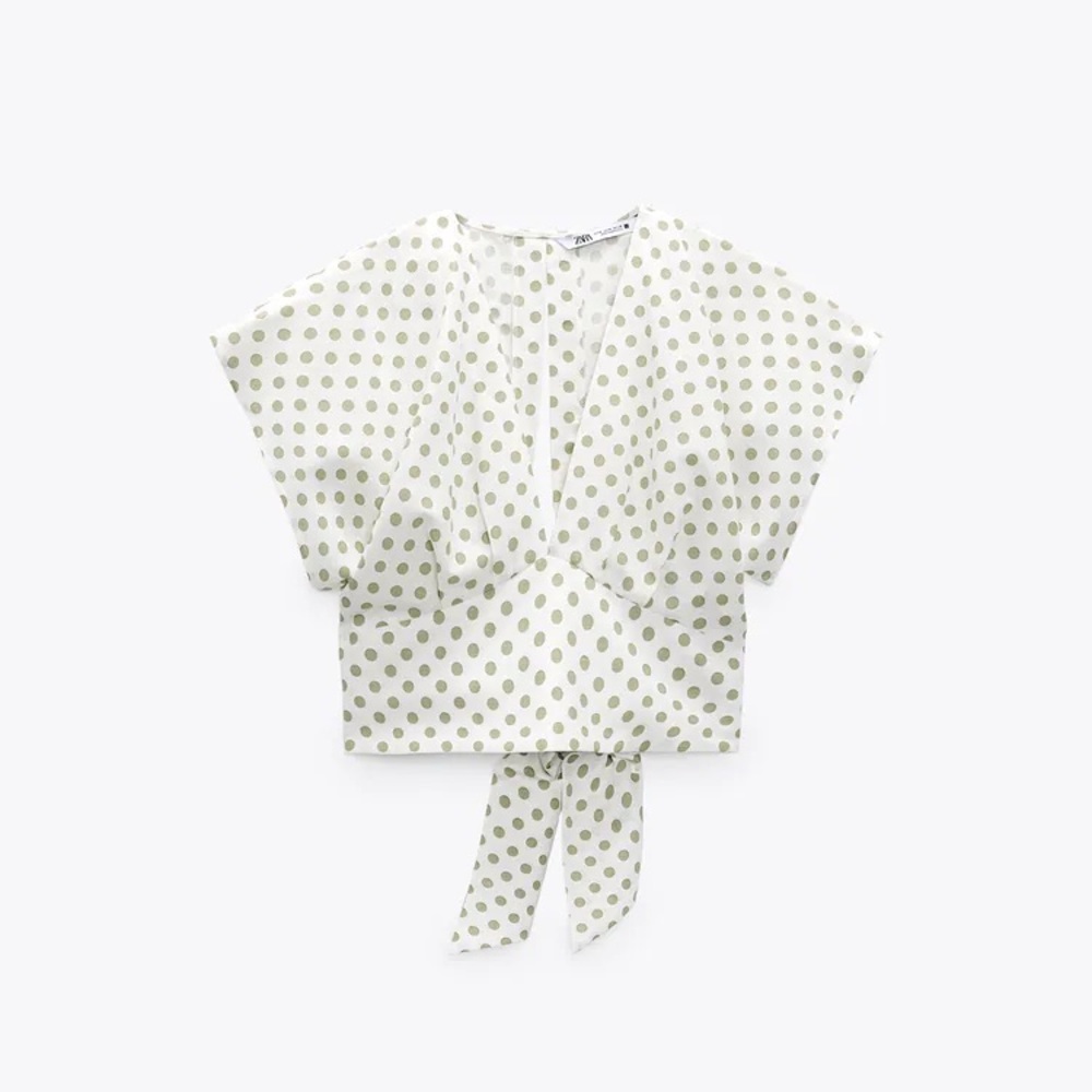 Zara Polka a Dot Green Top